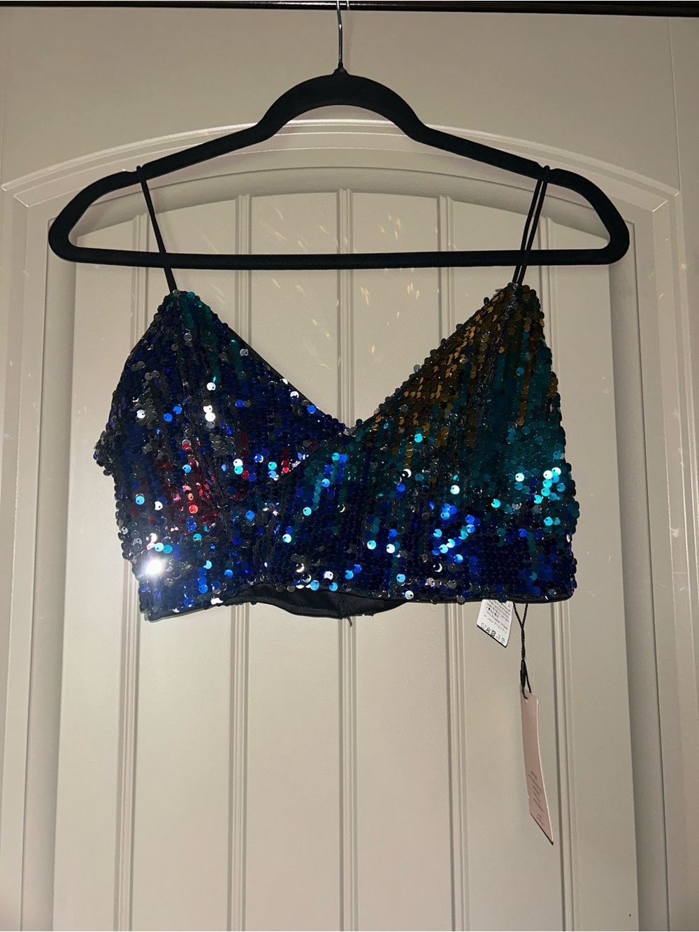 SHEIN Blue and Teal Sequin Ombre Bralette